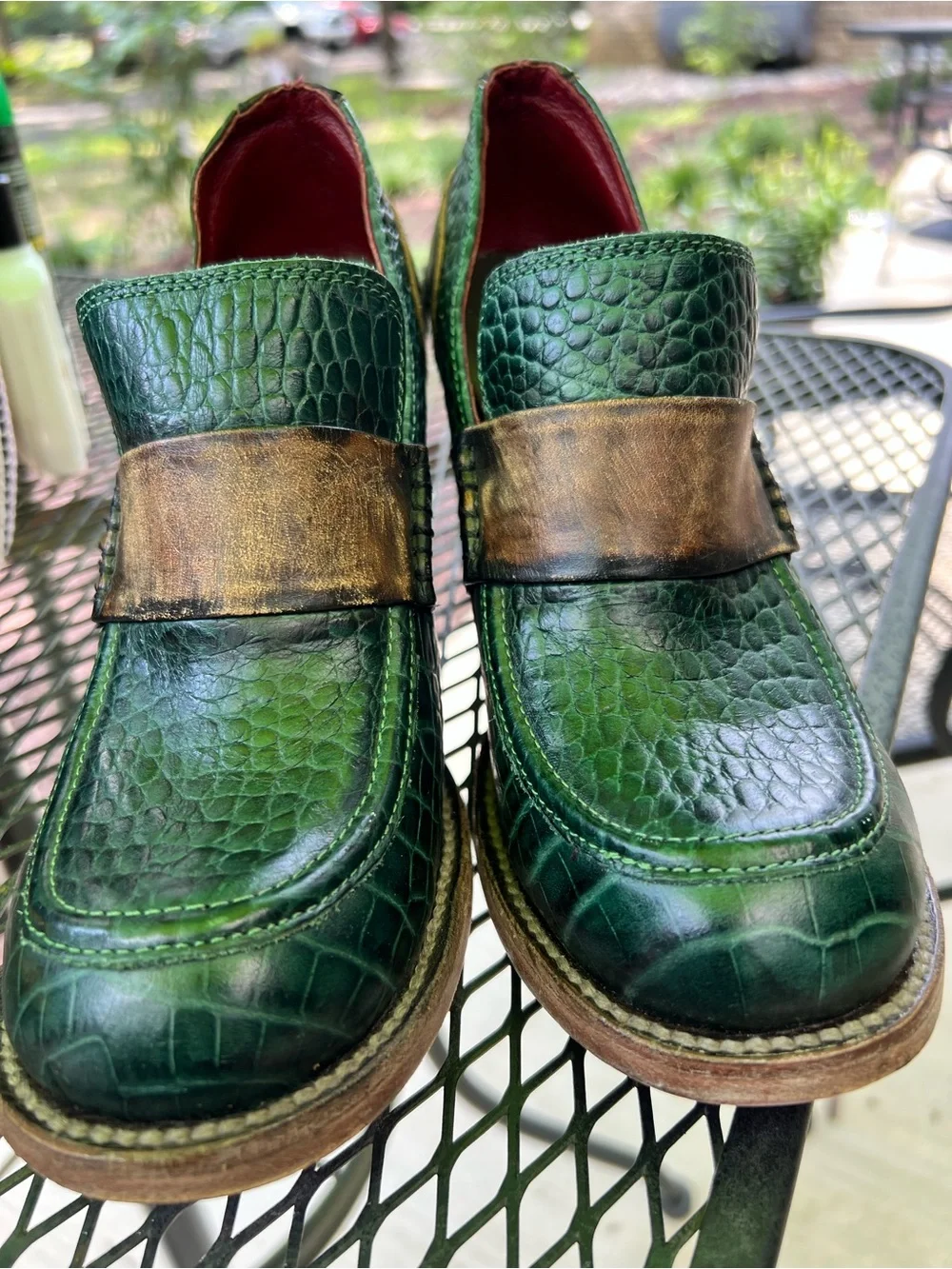 Freebird by Steven Green Croc-Textured Block Heel Loafers Shoes sz 8